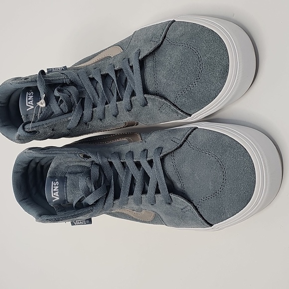 Vans High Top Soft Blue Suede Sneakers w Silver Stripe Size: 9.5 - Picture 6 of 10